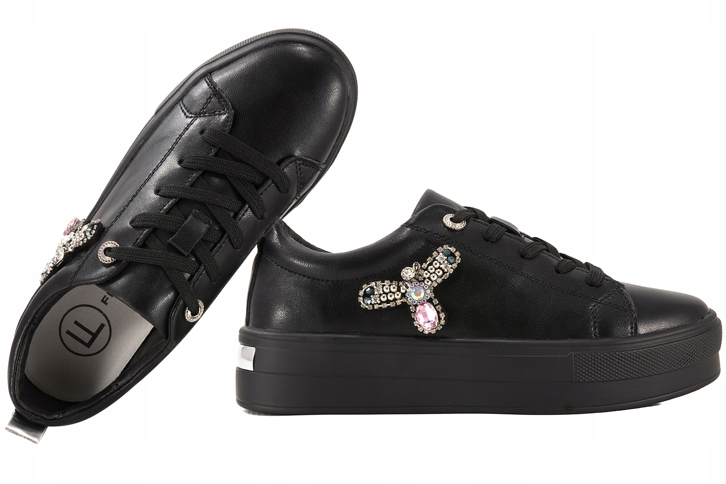 Filippo DP6042 Polobotky Tenisky Na Platformě, Kožené, černé