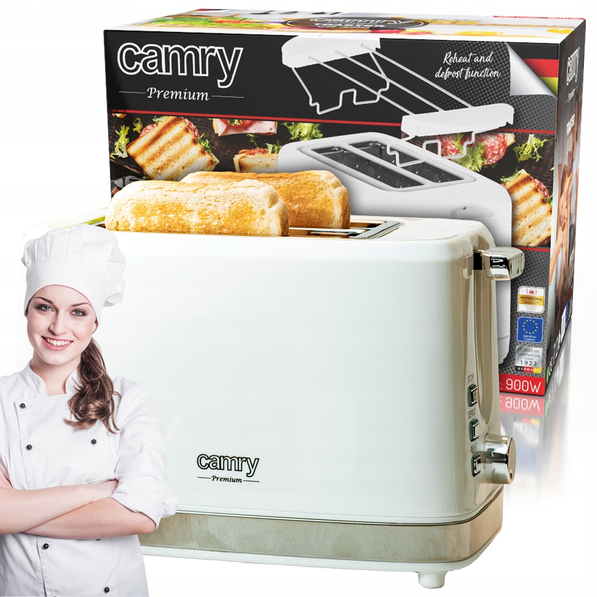 

Toster Opiekacz Do Tostów 6 Poziomów 2 Kromki 900W