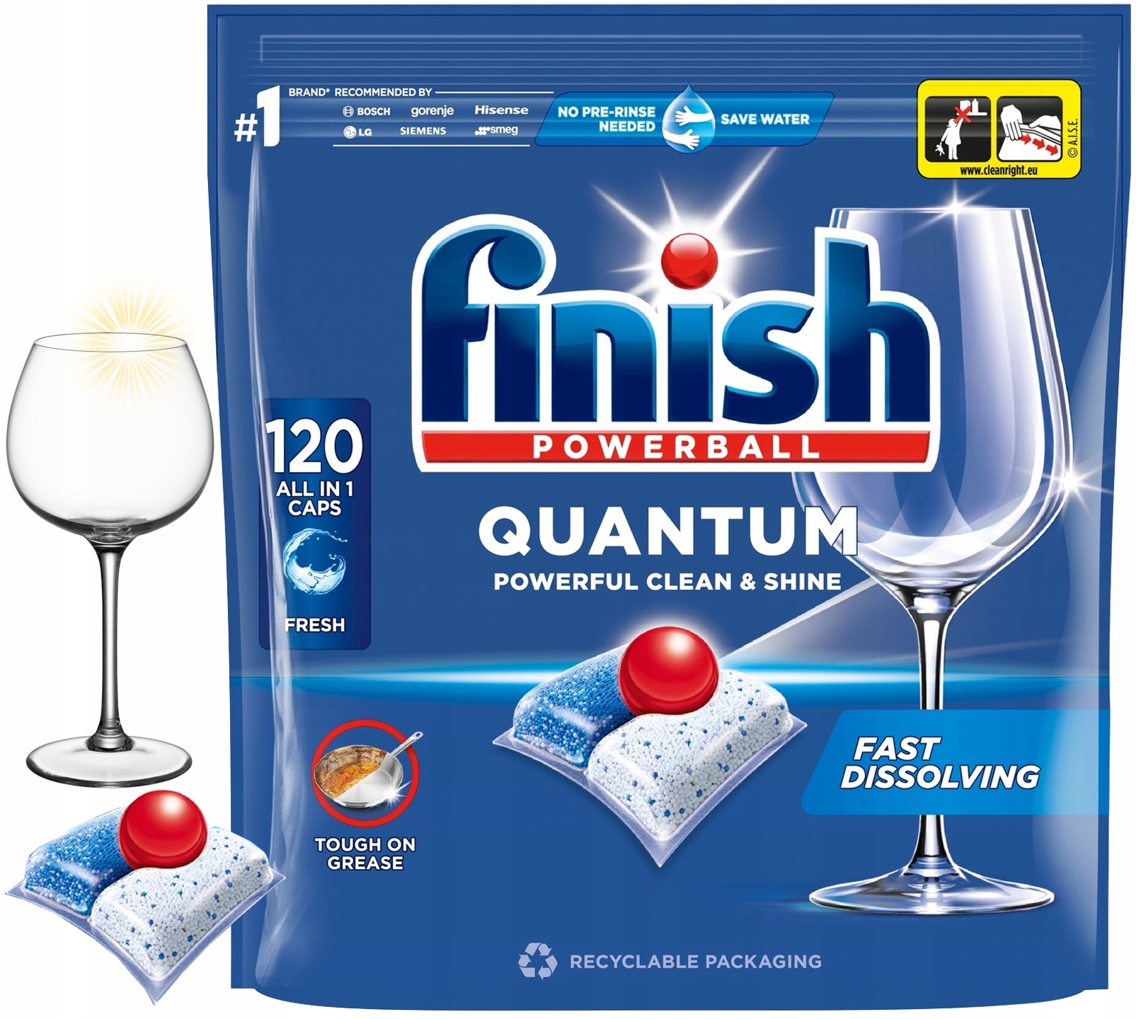 Levně Tablety Do Myčky Kapsle Quantum ALL-IN-1 Regular Finish 120 Kusů