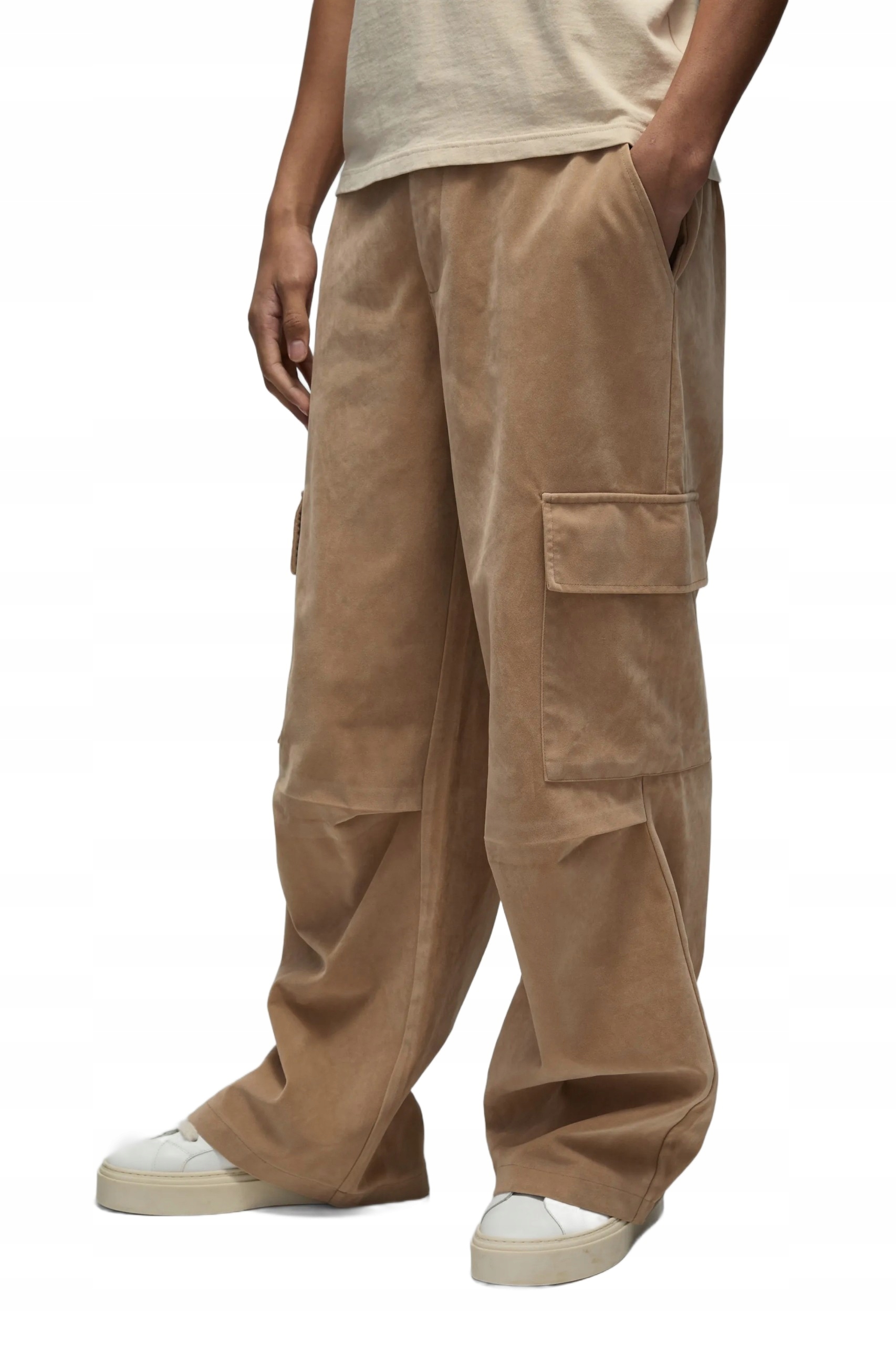 Boohooman Volné Pánské Kalhoty Béžové S Cargo Kapsami 32 Z3A