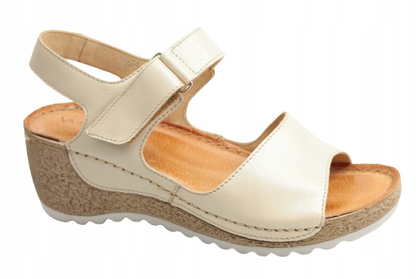 Dámské sandály Wasak 0474 37 Vanilkové Kožené Polská firma