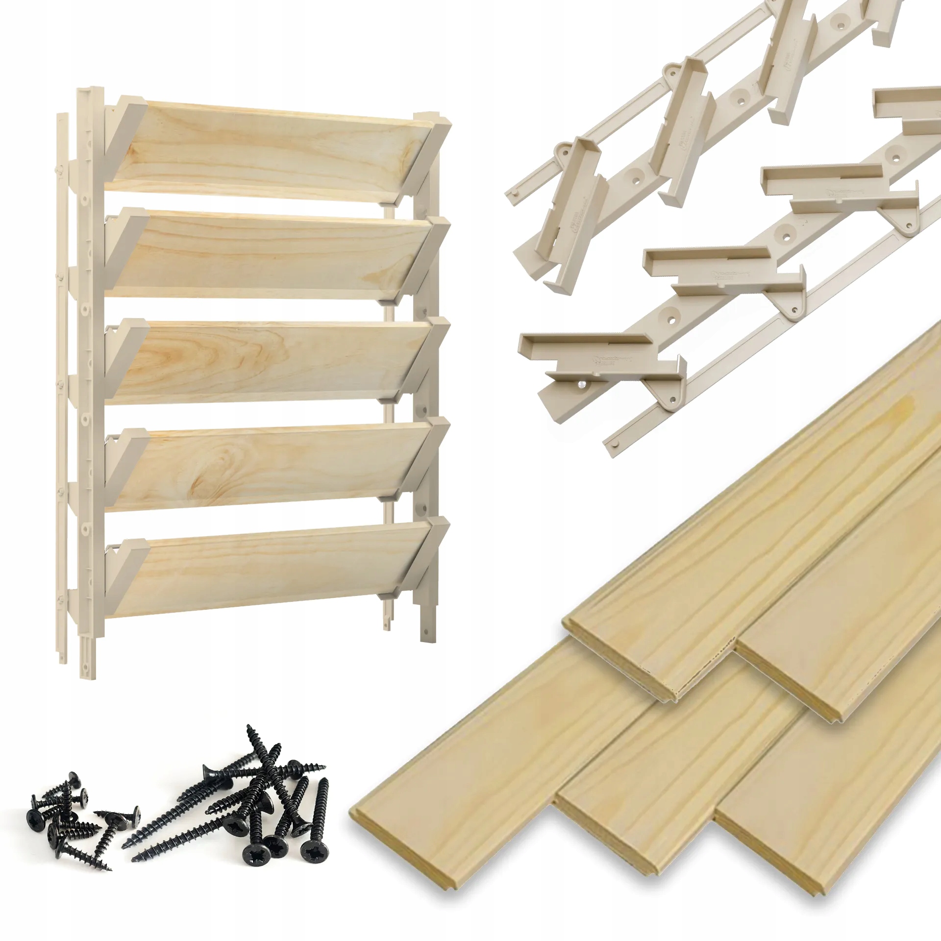 Terasové žaluzie Borovice 5 ks Shutters Systém Hdpe Pohyblivé desky Béžová