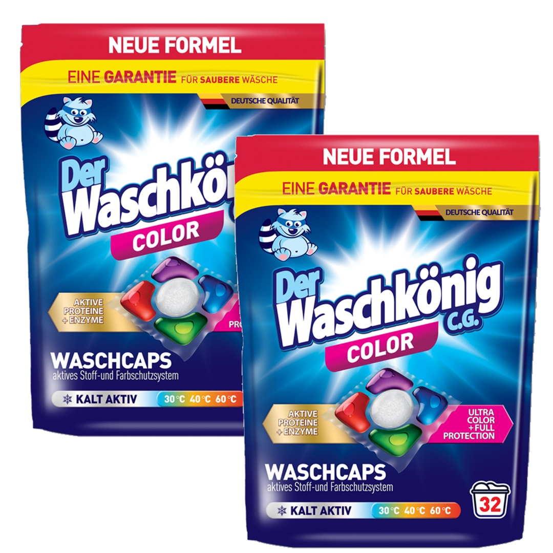 Levně Waschkonig Kapsle na praní Color 5-komorové Sada 2x32ks