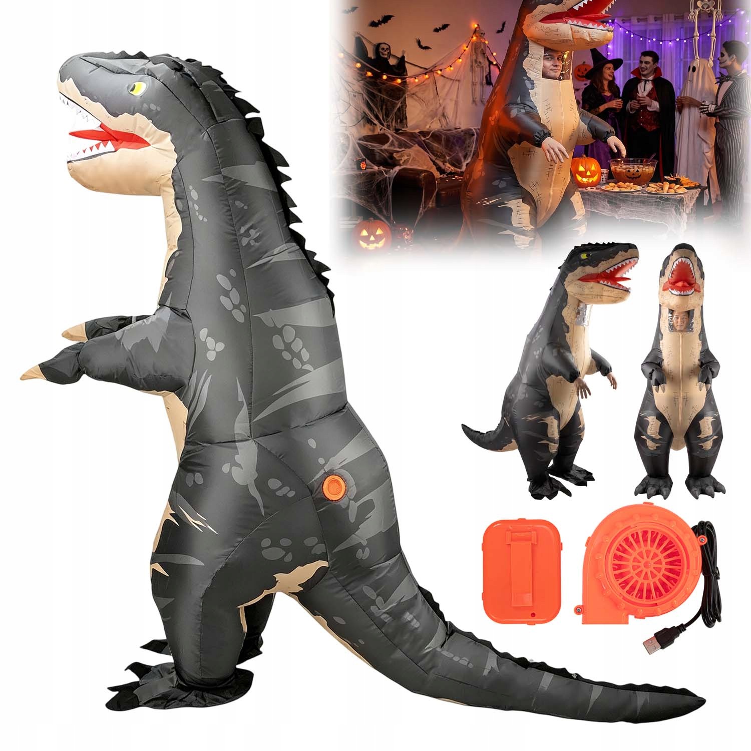 Nafukovací Převlek T-rex Kostým Karneval Pro Dospělé Dinosaurus