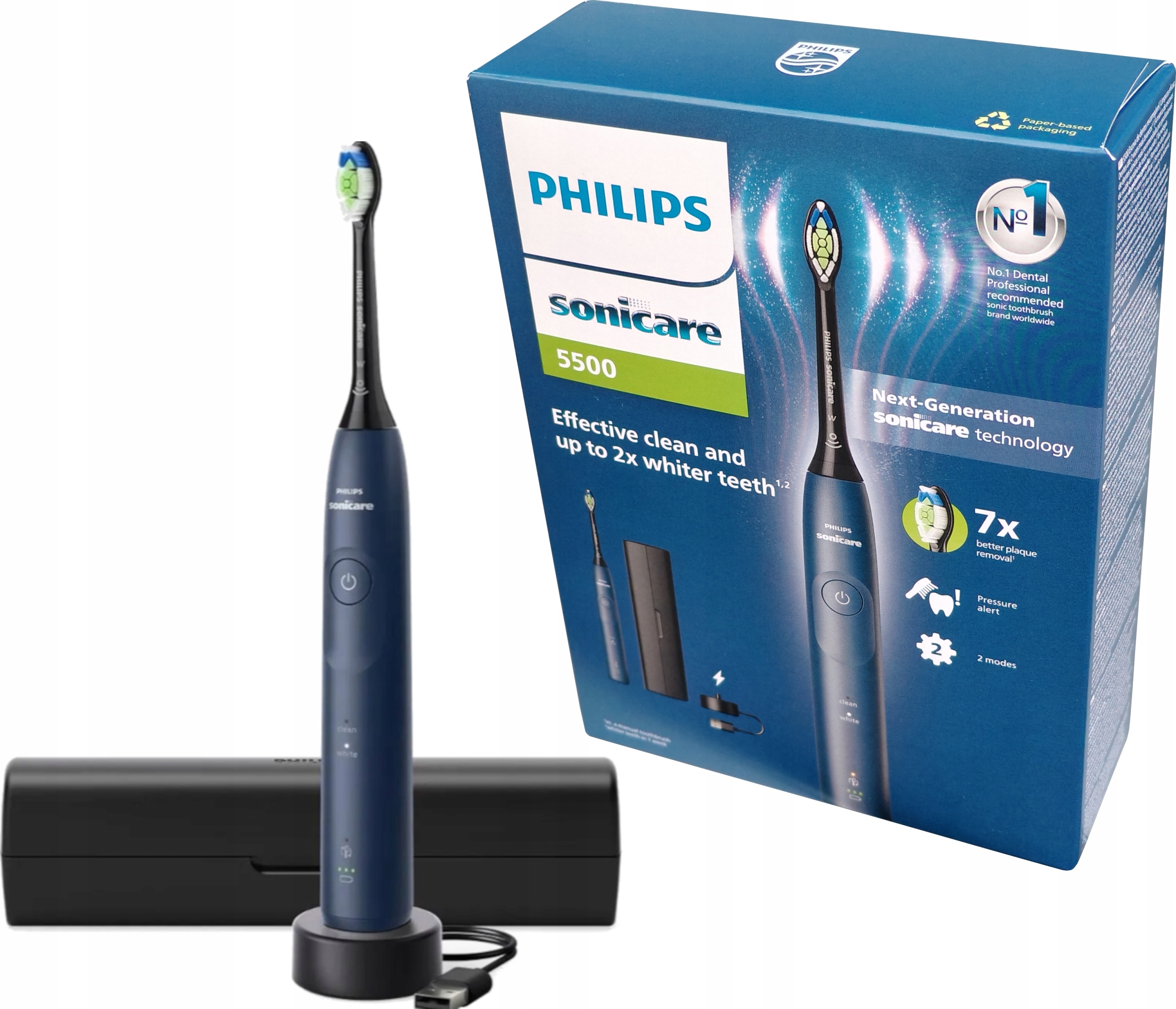 Szczoteczka Elektryczna Sonicare 5500 HX7113/01 Niebieska Etui