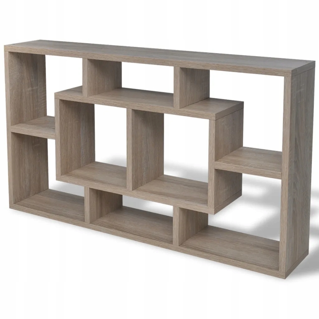 Nástěnná police s 8 přihrádkami, dub, 85x16x47,5 cm, melamin