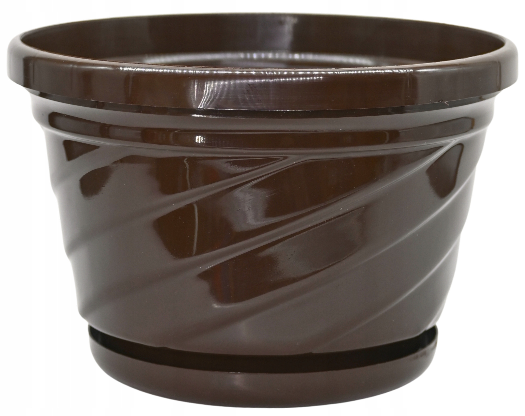 Nowoczesna doniczka z podstawką 21 cm, Eko, UV Odporna, Brązowa