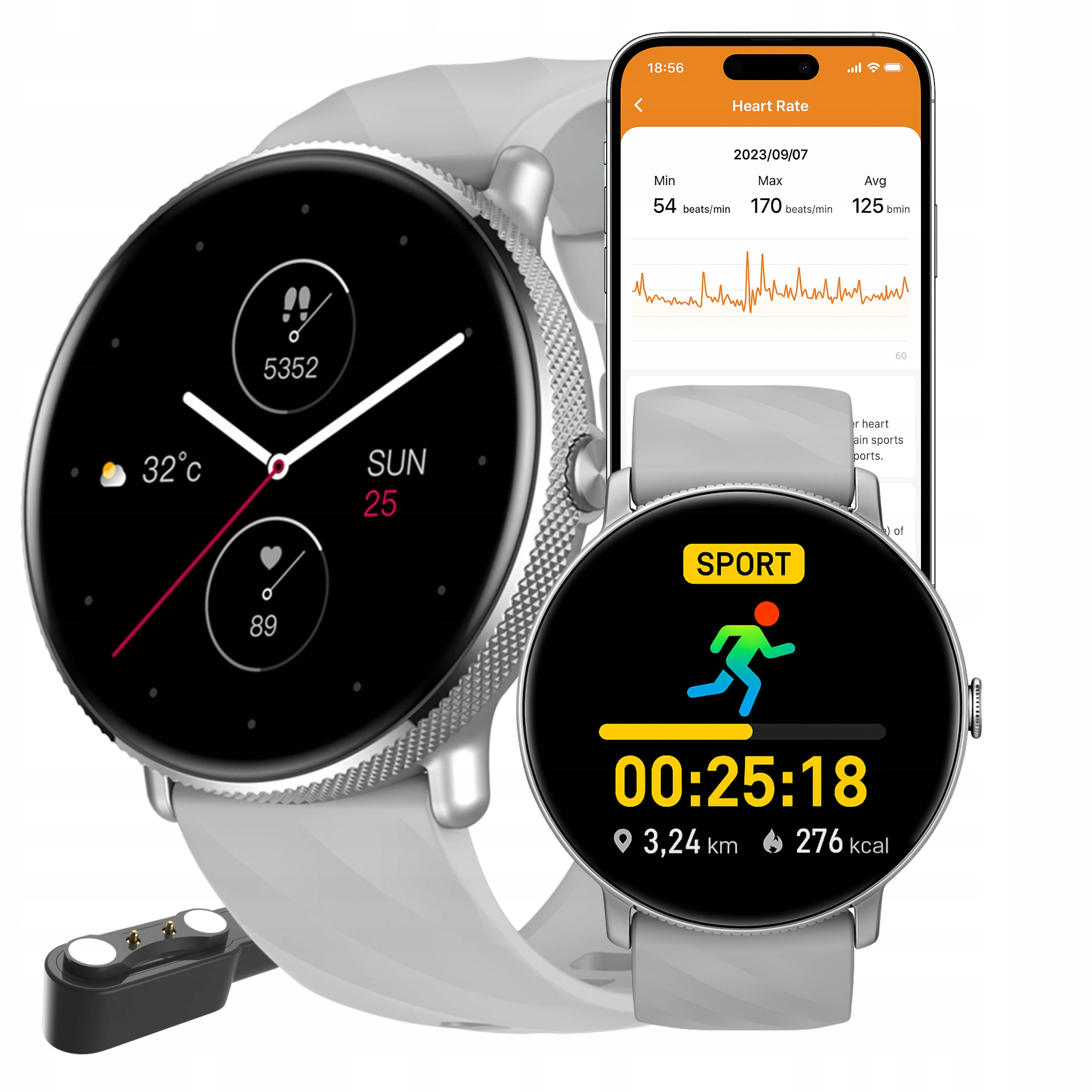 Chytré Hodinky Zeblaze Gtr 3 Pro Stříbrný Amoled zdraví sport IP68 Always-On