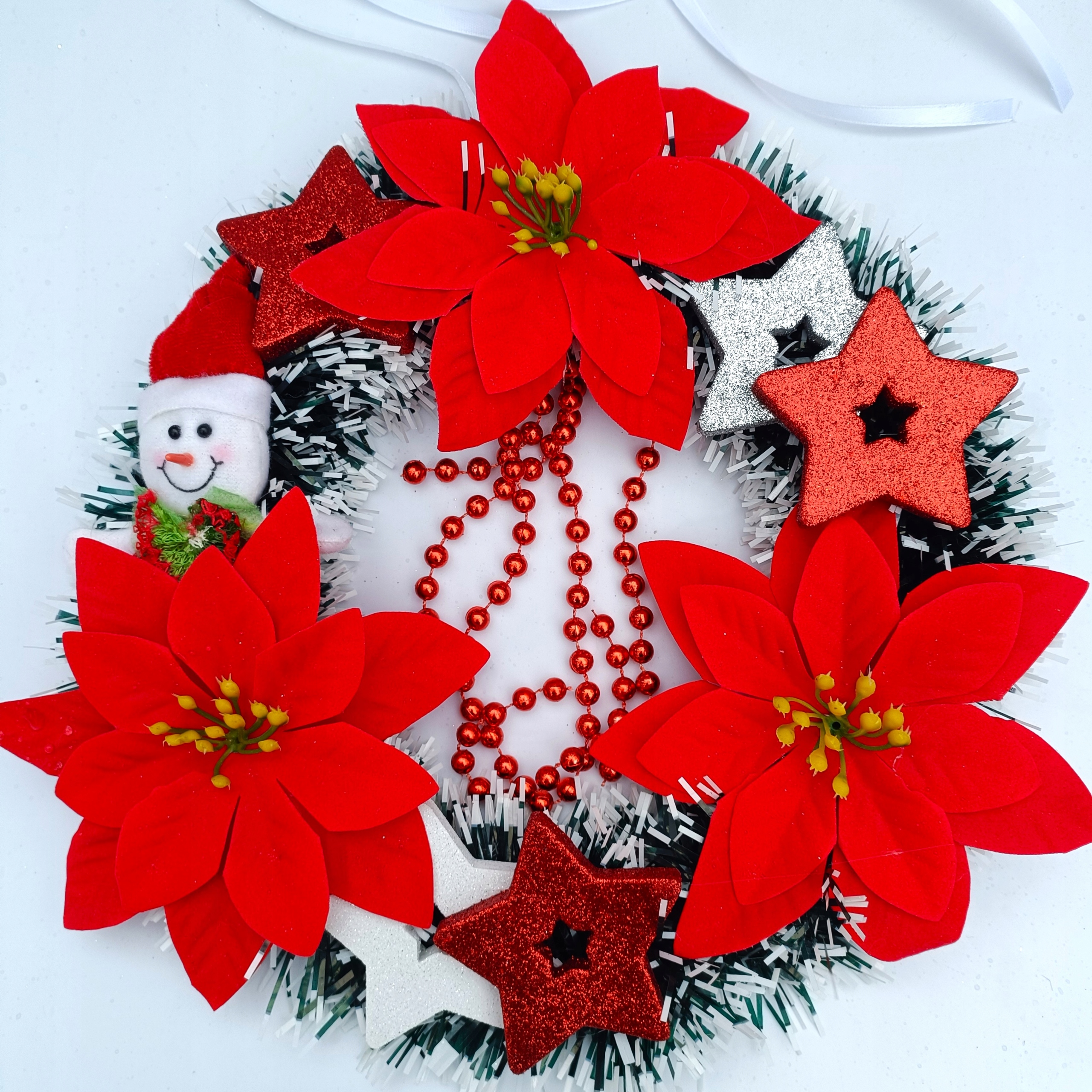 ŚWIĄTECZNY WIANEK NA DRZWI BOŻONARODZENIOWY CZERWONY GWIAZDA BETLEJEMSKA Kod producenta STROIK/BN/WIANEK/CZERWONY