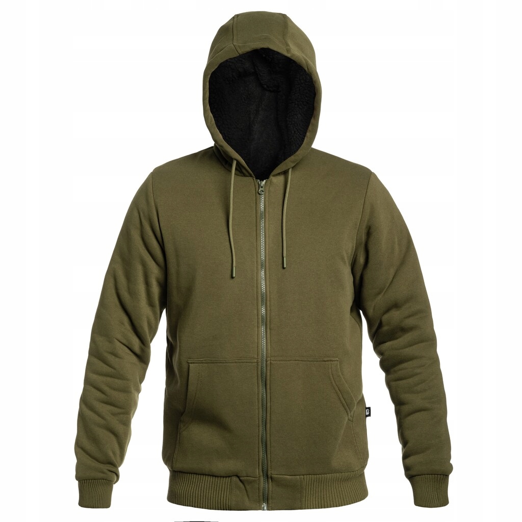 Rozepínací mikina s kapucí Brandit Sweatjacket Teddylining Olive L