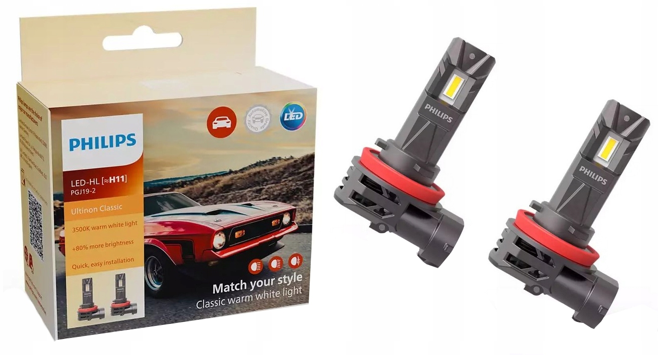 Żarówki Led H11 Philips Ultinon Classic 12V Kompaktowe 3500K Żółte