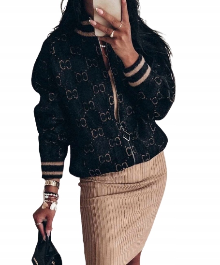 KURTKA Z ALPAKI WZORZYSTA KRÓTKA - HIT! Italy