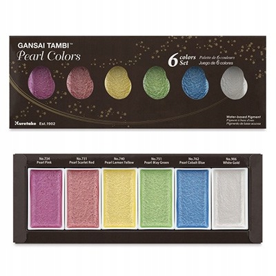 Akvarelové barvy Gansai Tambi, Pearl Colors, 6 kol.