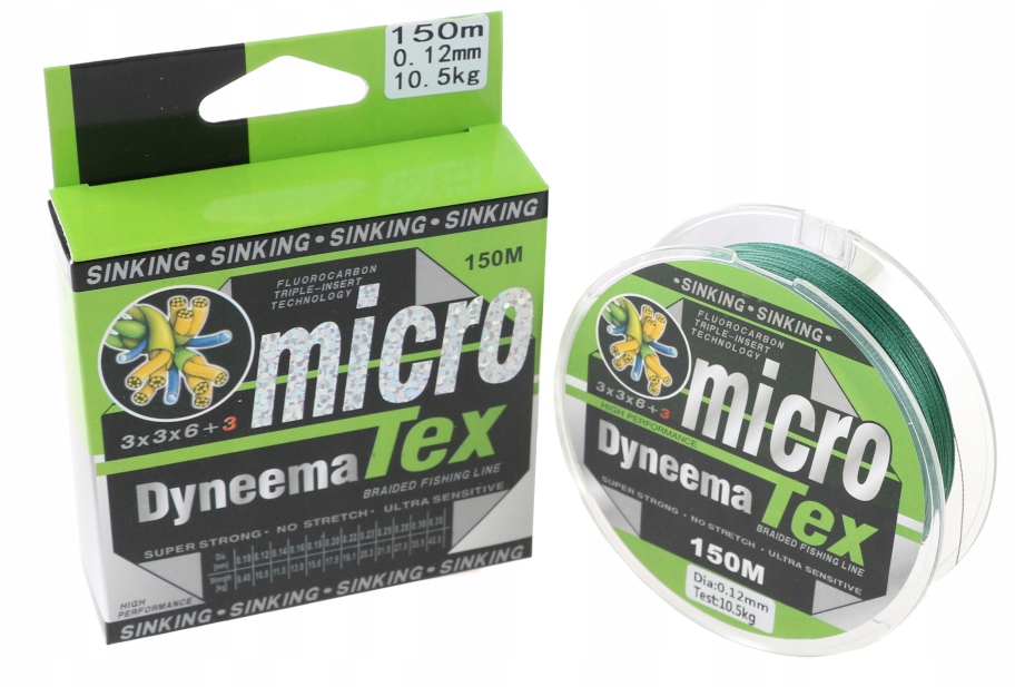 

Plecionka 100m 200m Dyneema zielona 0,12mm 10,5kg