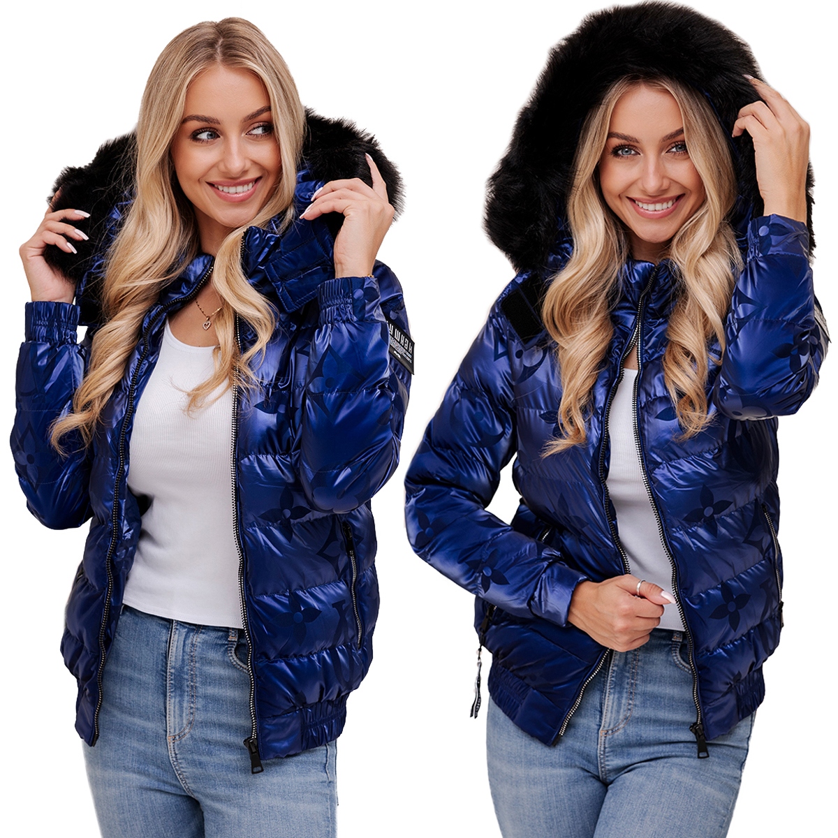 Unikátní dámská zimní bunda jako péřová teplá, dvě barvy, XXL