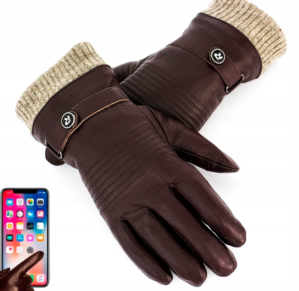 

Rękawiczki Reverse Skórzane Męskie Brązowe roz. L