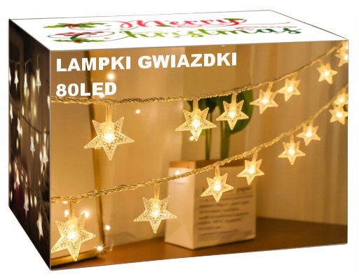 

Lampki Choinkowe Gwiazdki Led Białe Ciepłe 230V
