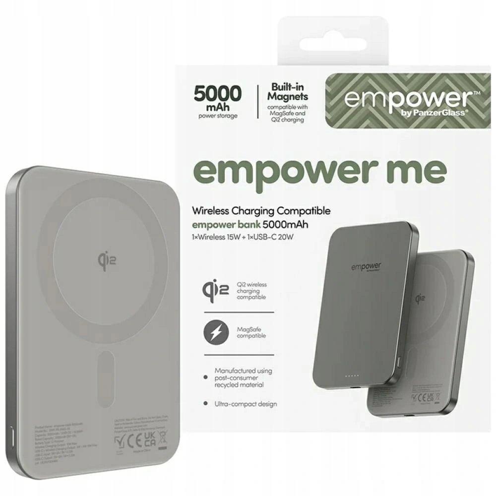 Powerbanka Empower od PanzerGlass Bank 5000 mAh, titanová