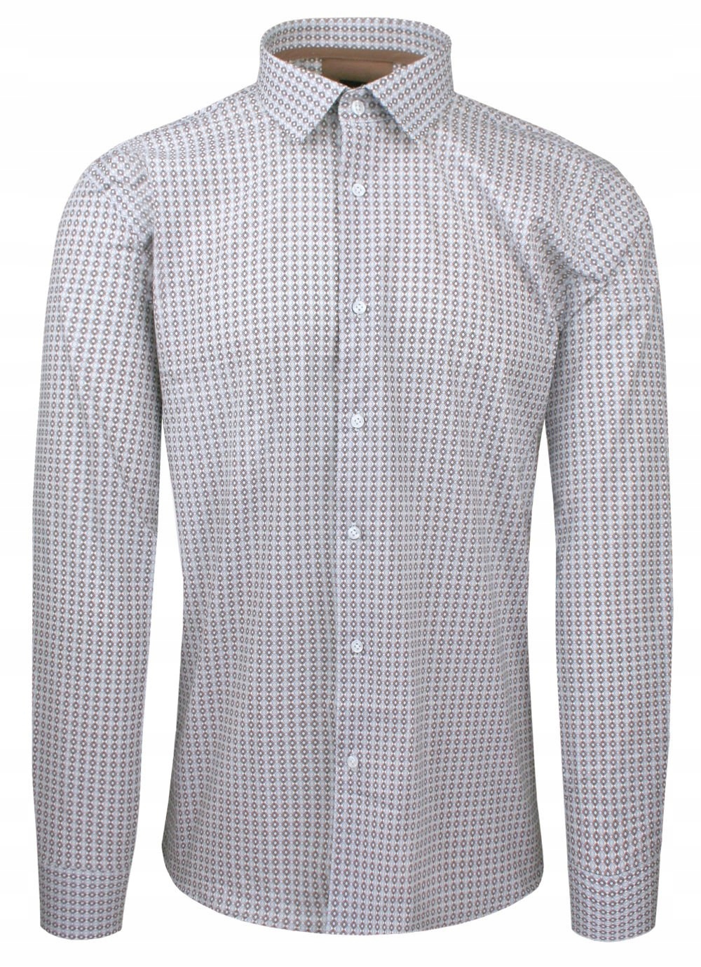 Bavlněná košile Slim Victorio Hnědo-modrý vzor 40/176-182