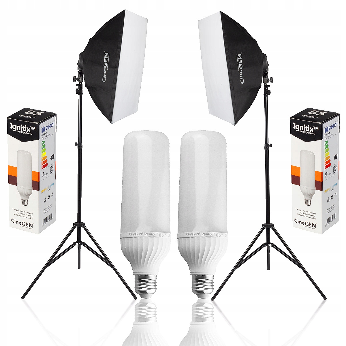 2x Studiové Lampy Softbox 40x40 cm 85 W nepřetržité světlo