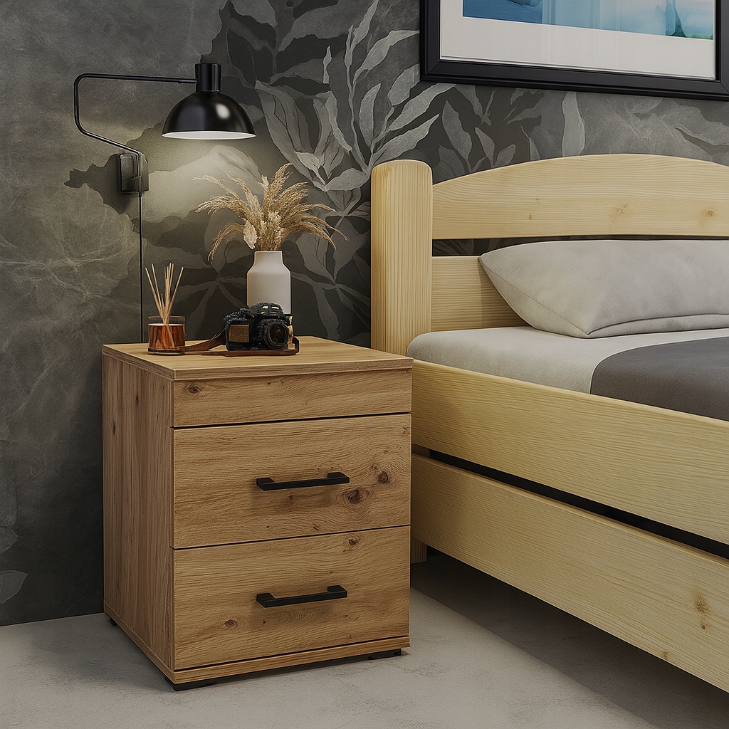 Skrinka Nočný Stolík 40 cm dub artisan 2 zásuvky