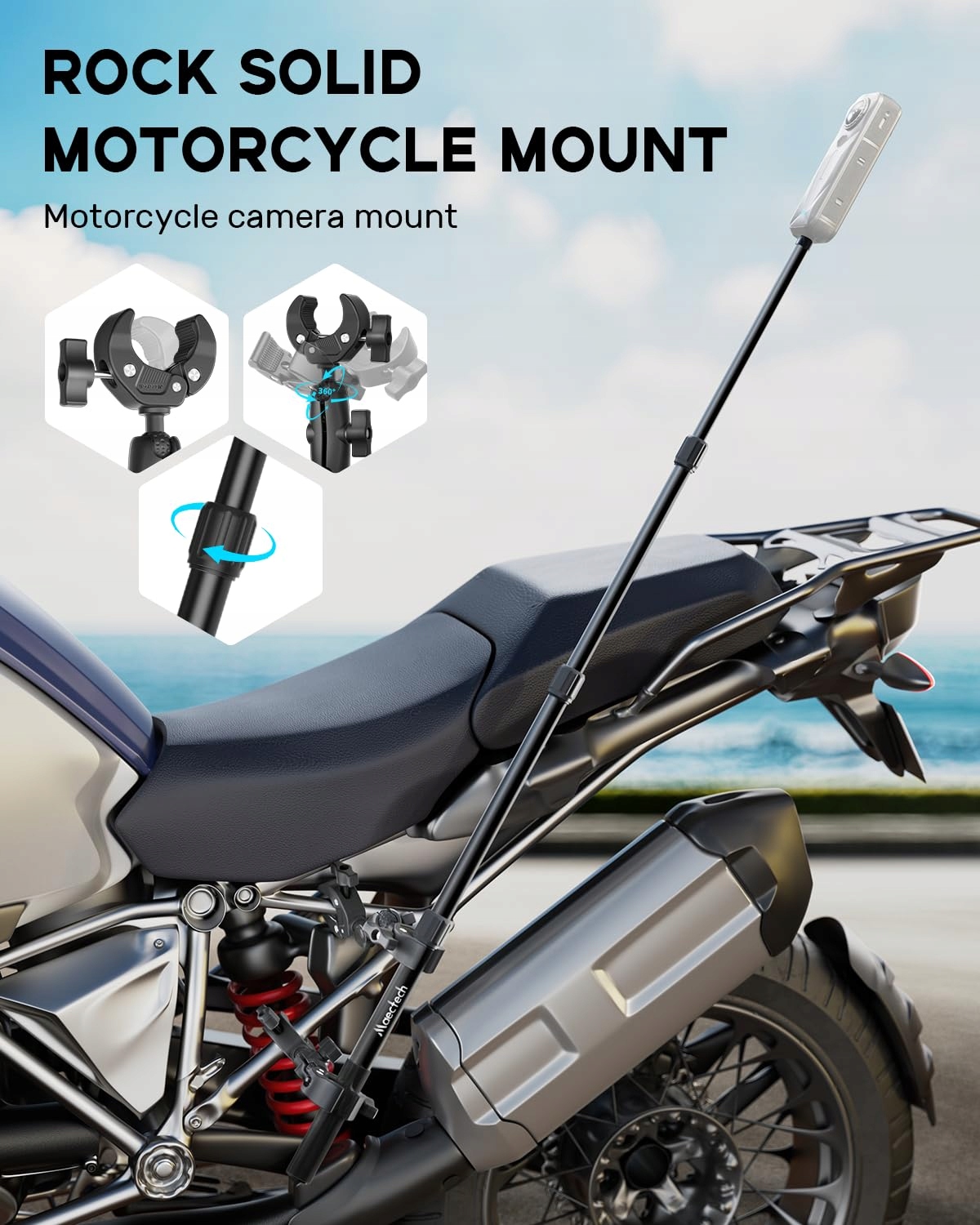 Uchwyt Motocyklowy Do Insta360 X5 X4 X3 GoPro DJI Na Kierownicę MAECTECH — miniatura 2