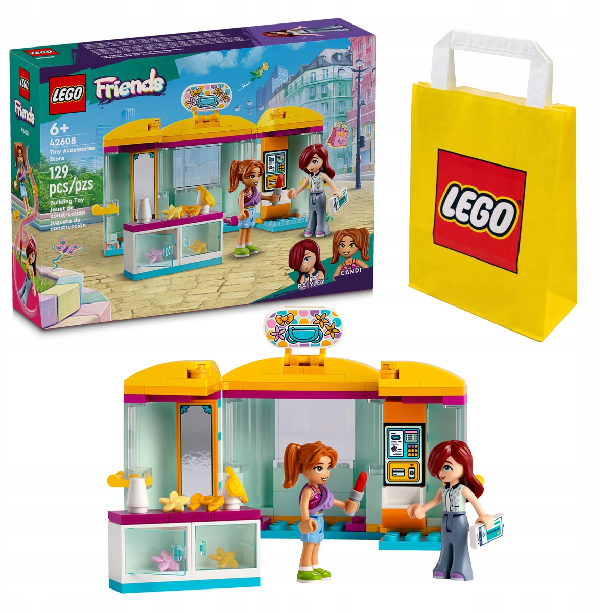 KLOCKI LEGO FRIENDS 42608 MAŁY SKLEP Z AKCESORIAMI + TORBA PAPIEROWA LEGO
