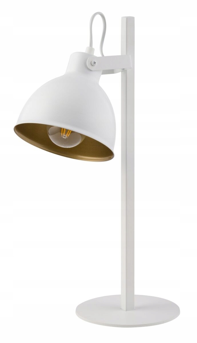 Dekorativní loftová stolní lampa nastavitelná, bílá, zlatá, do ložnice Sigma