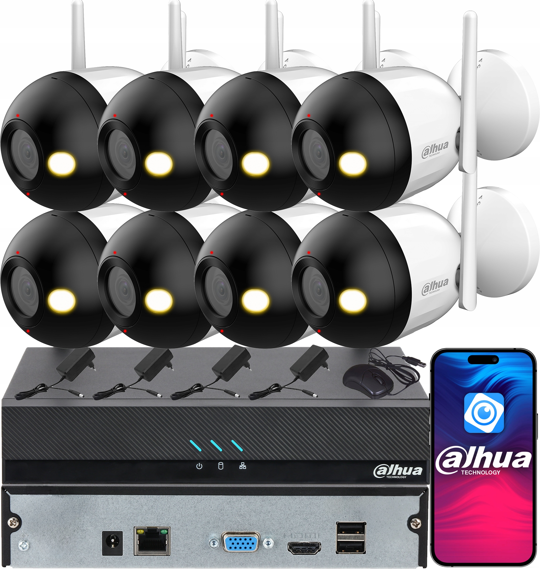 Dahua Monitoring pre 8 WiFi kamier 4MPx 2K F4C-PV Inteligentné duálne svetlo Audio