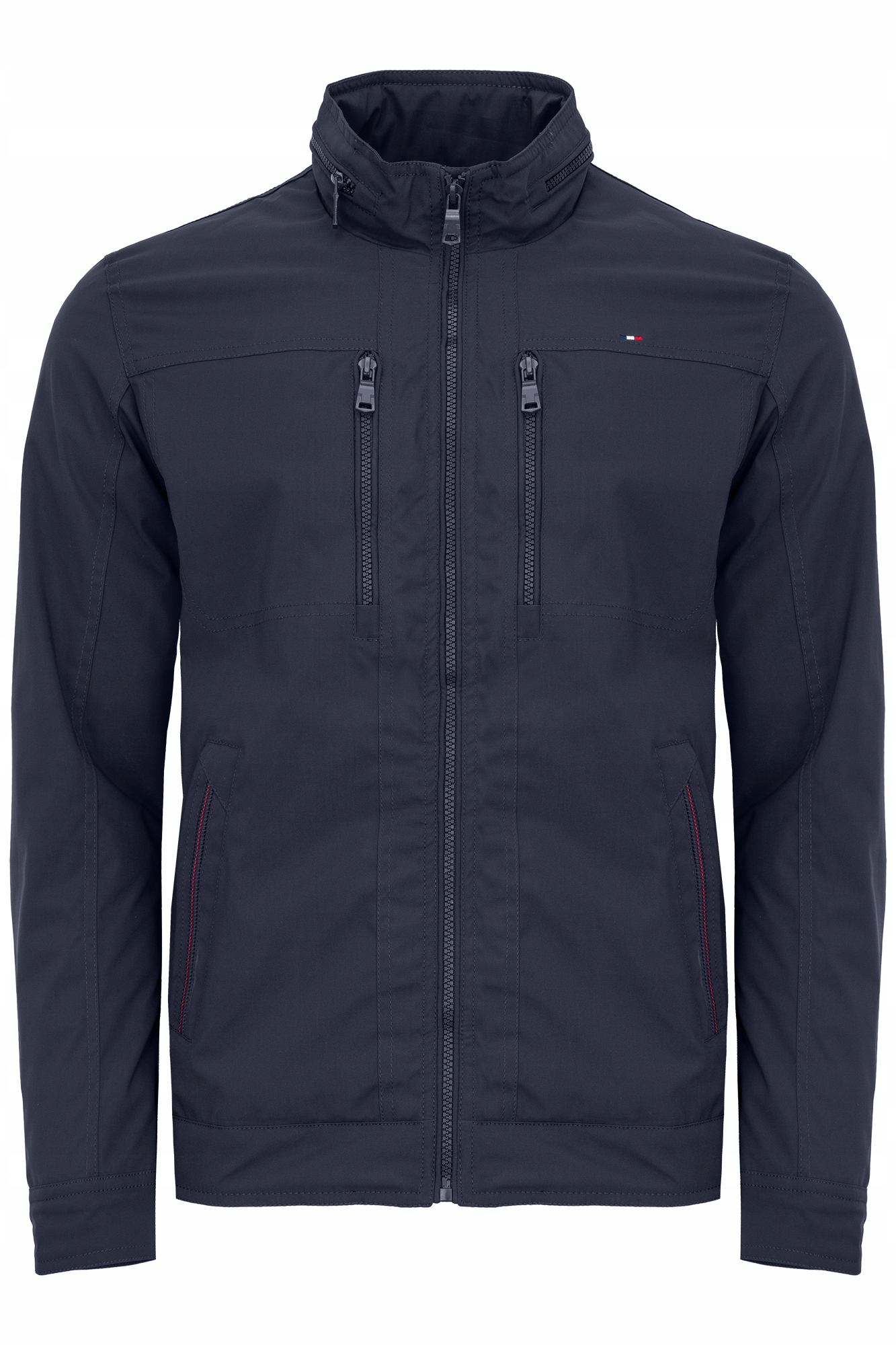 Pánská Bunda Tmavě Modrá Přechodová Stojací Kapsa Klasická Casual: XXL