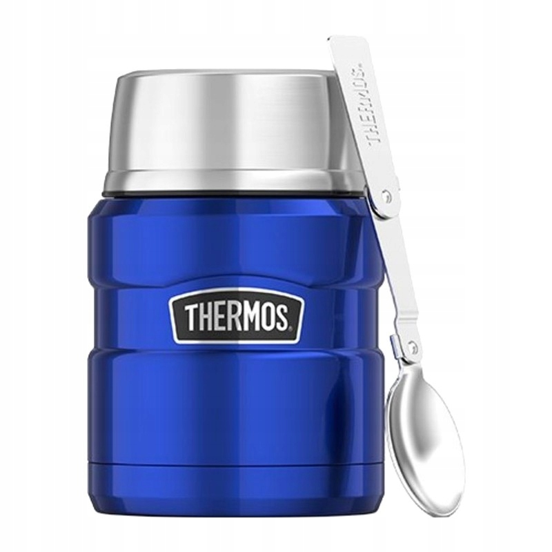 Thermos, Termos na jedzenie z składaną łyżką i kubkiem niebieski, 470 ml