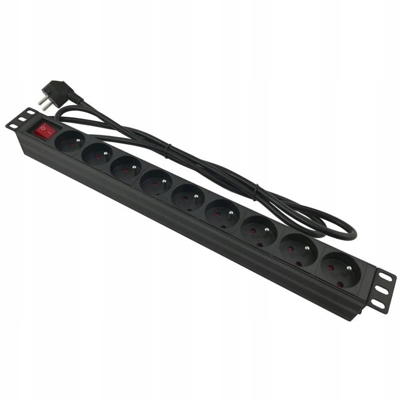 Zásuvková lišta PD-9/5M/BL 1U 19" 9 zásuvek 5 m