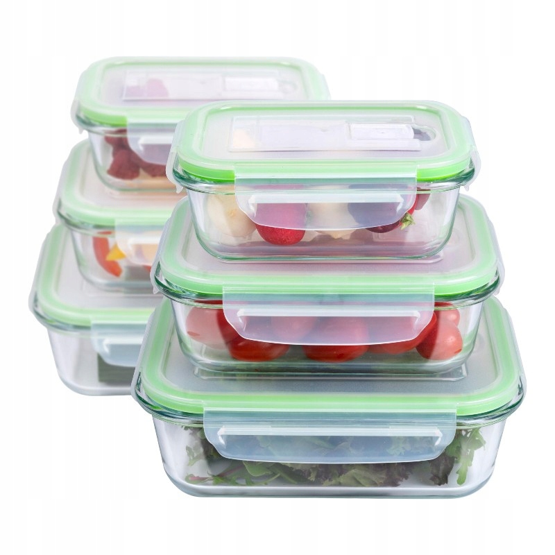 Skleněné Nádoby Na Potraviny S Víkem Lunchbox Do Mikrovlnné Trouby Alpina 6 Ks