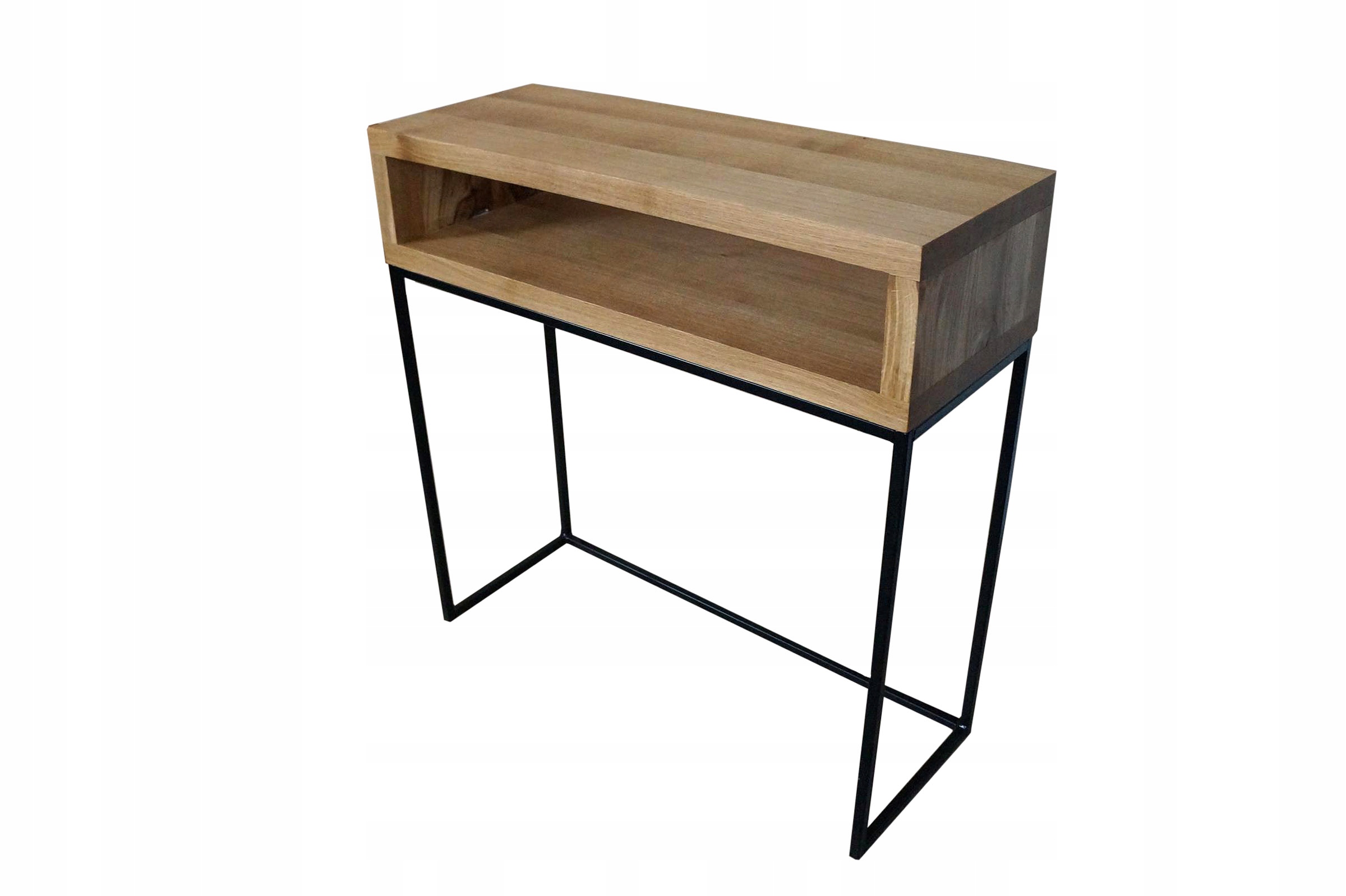 KONSOLA LOFT Z PÓŁKĄ 80 CM LITY DĄB