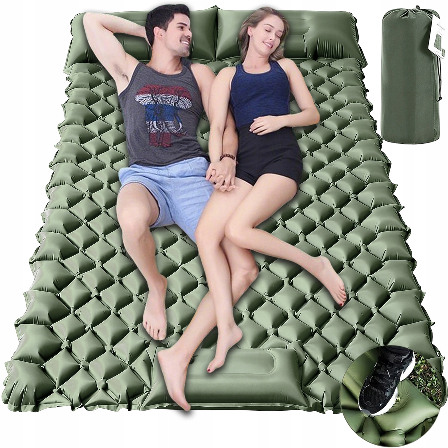 Samonafukovací Podložka Pro Dva Osoby Matrace S Polštářem Úložná Taška