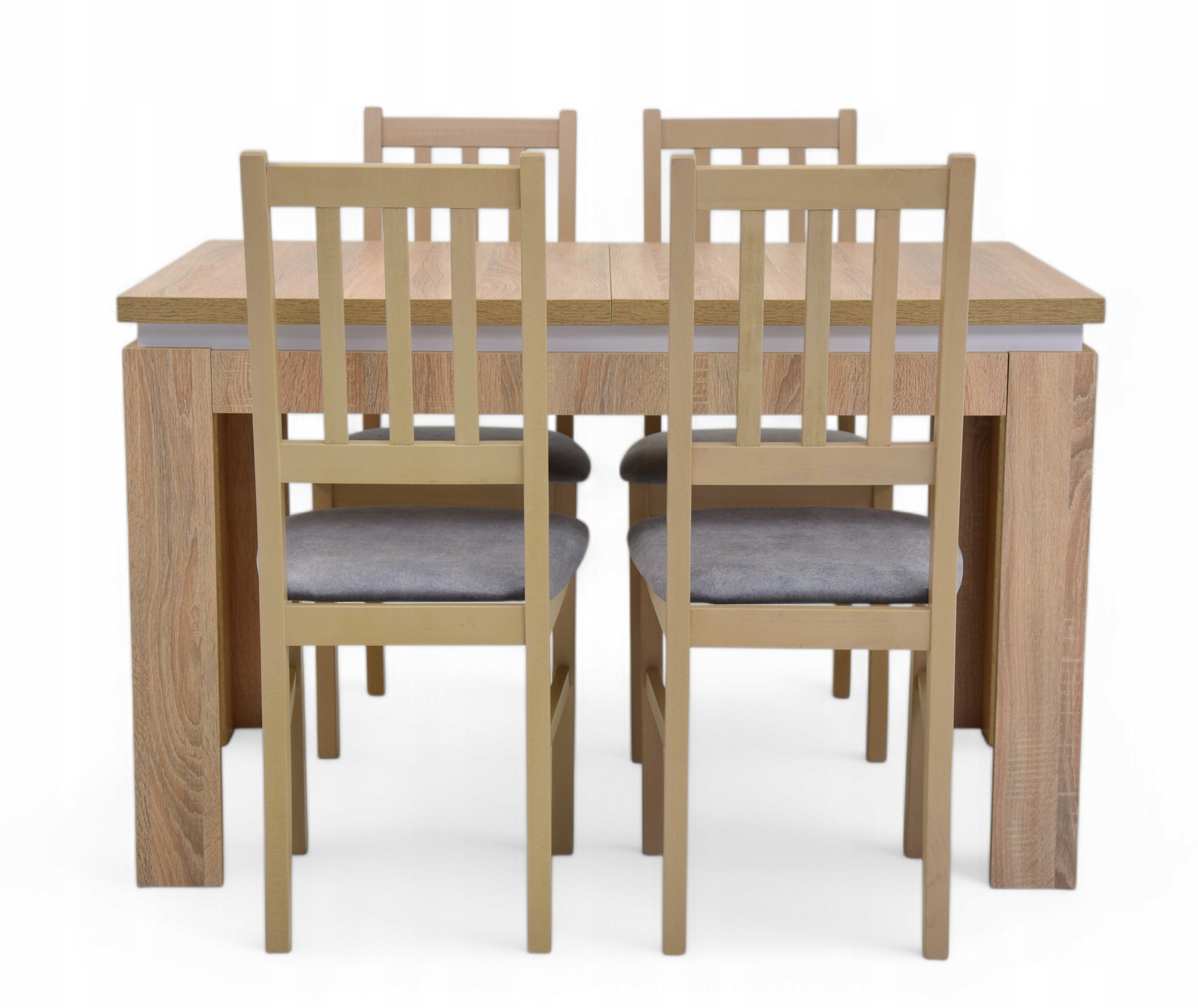Stół rozkładany Dąb sonoma 4 krzesła zestaw 80x120/160 do salonu jadalni