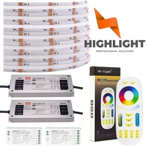 30 m sada multicolor Cob Rgb+cct IP65HS 16w/24v bezbodová Led páska