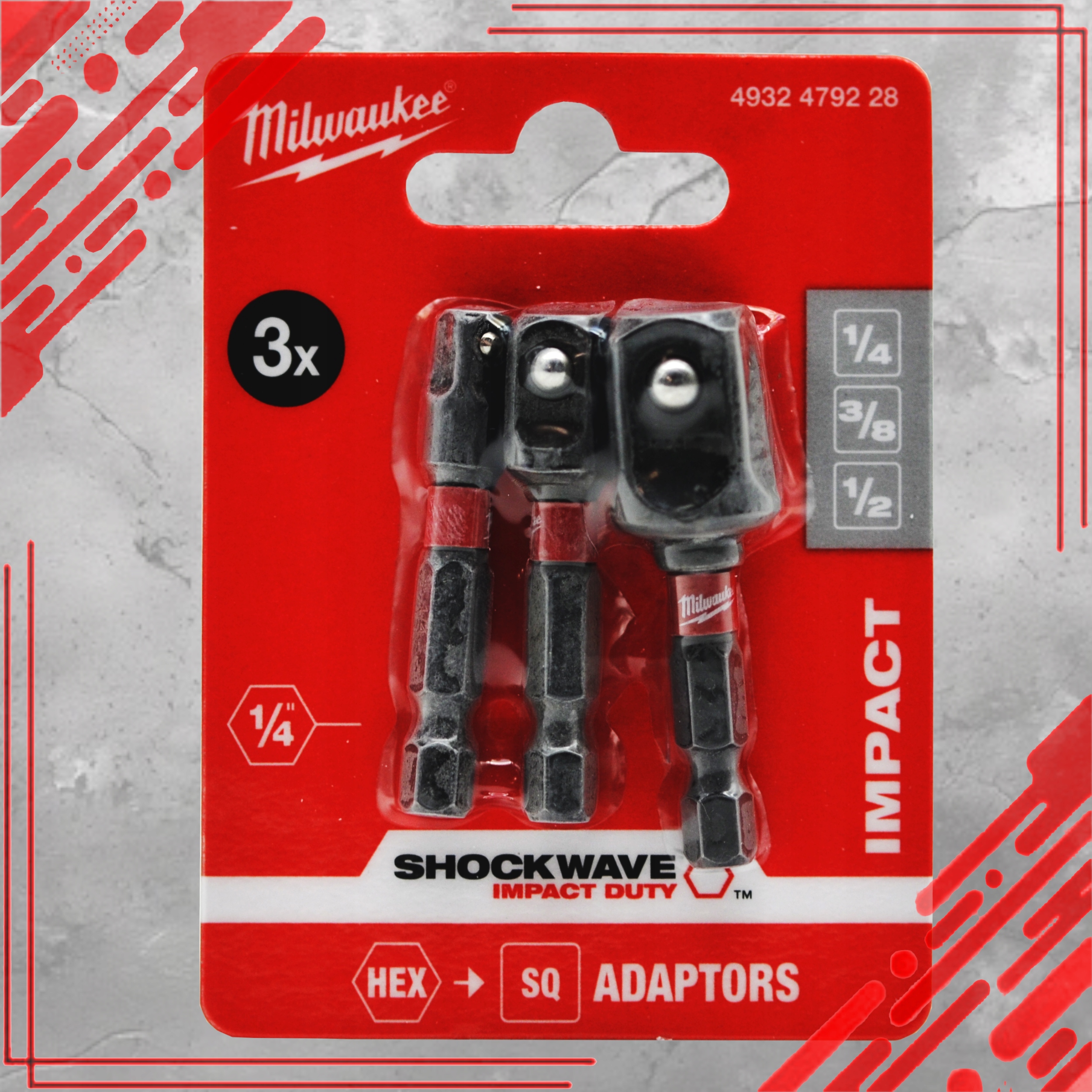 ZESTAW ADAPTERÓW UDAROWYCH 1/4 3/8 1/2 DO NASADEK I BITÓW PRZEJŚCIÓWKA 3SZT Marka Milwaukee
