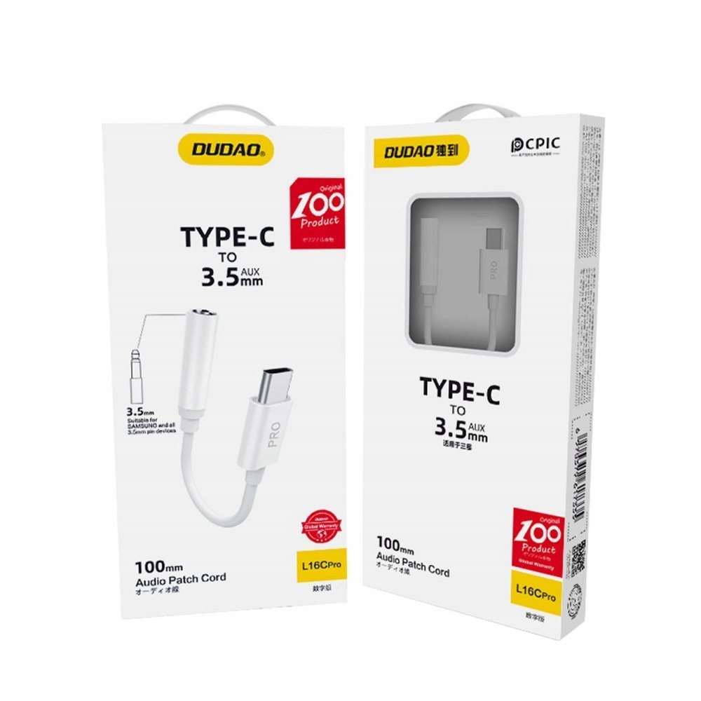 Adapter audio przejściówka do słuchawek z Usb-c na mini jack 3,5 mm biały