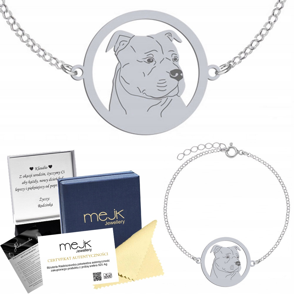 Stříbrný náramek Amstaff 925 Dárek Šperky Gravírování Bonus