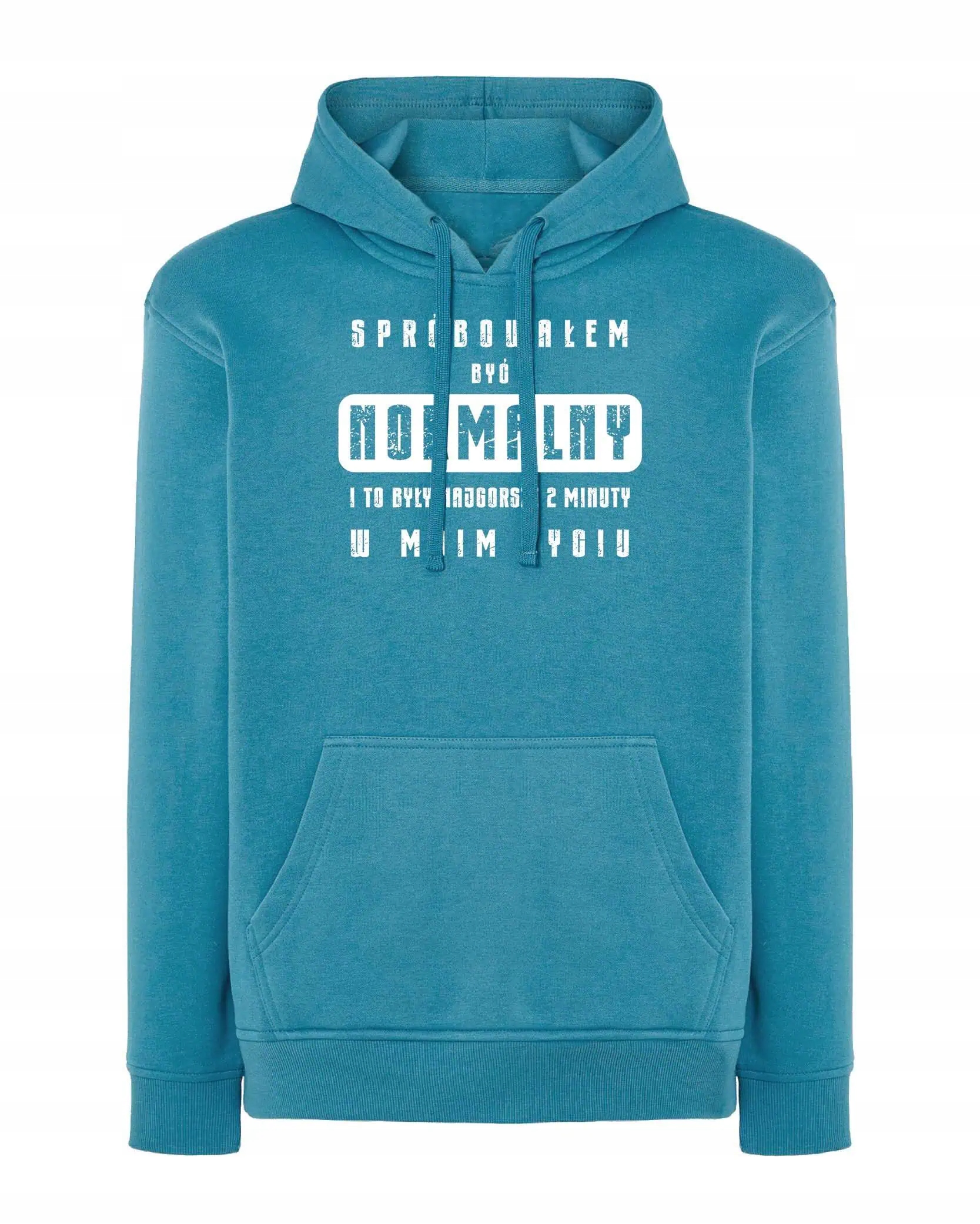 Modrá Mikina s vtipným s potiskem I Try to Be Normal, velikost L