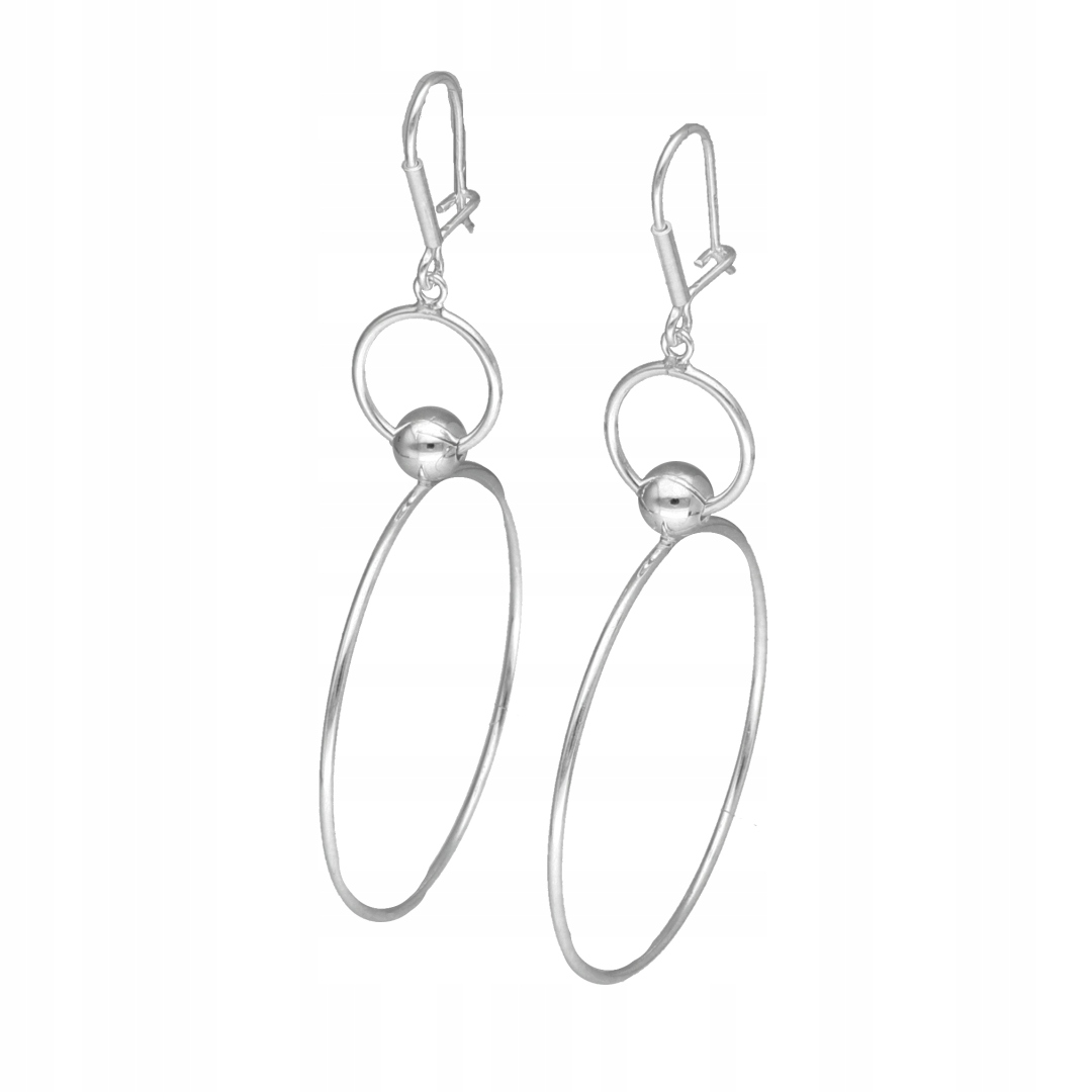 Dlouhé geometrické náušnice kulaté stříbro