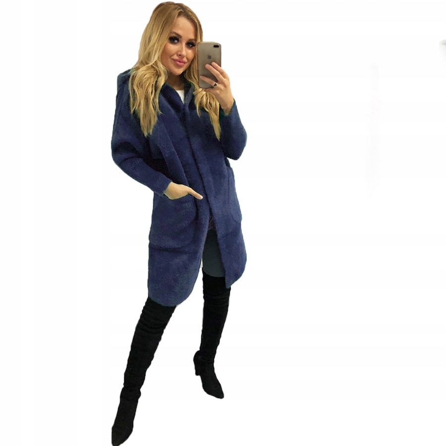 ALPAKI PŁASZCZ kurtka WEŁNA KOLORY oversize DŁUGI Model długi z kapturem, przejściowy, jesienny zimowy