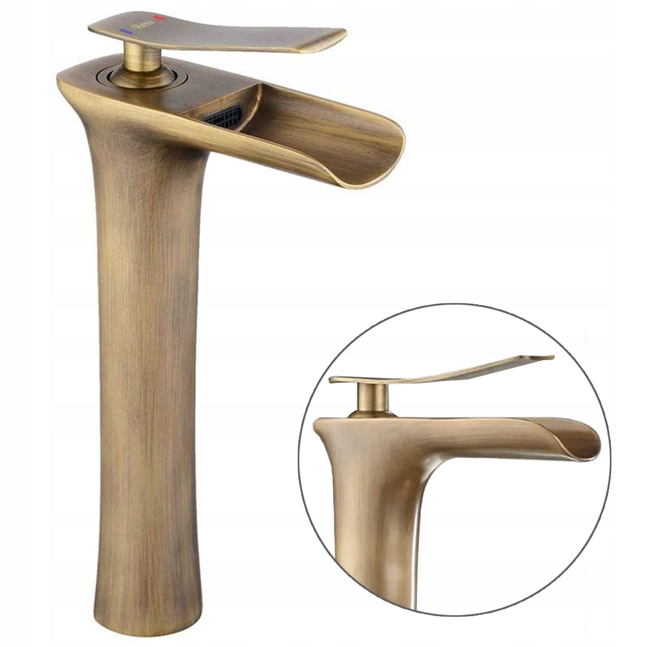 Zlatá retro umývadlová batéria Vintage pre umývadlo Rea Kartáčovaná lagúna