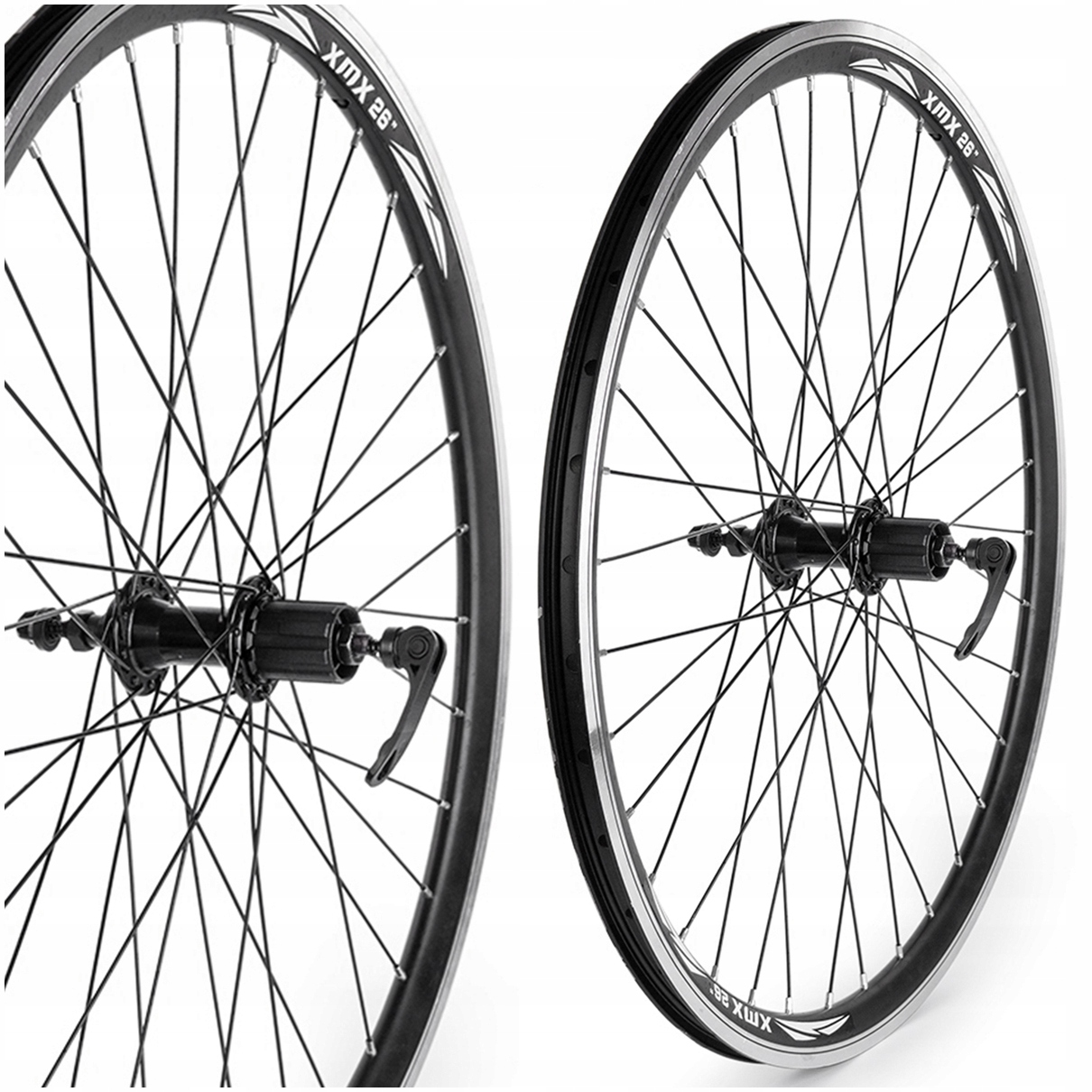 KOŁO ROWEROWE TYLNE DO KASET 8/9 RZĘDOWYCH OBRĘCZ STOŻKOWA XMX 26"