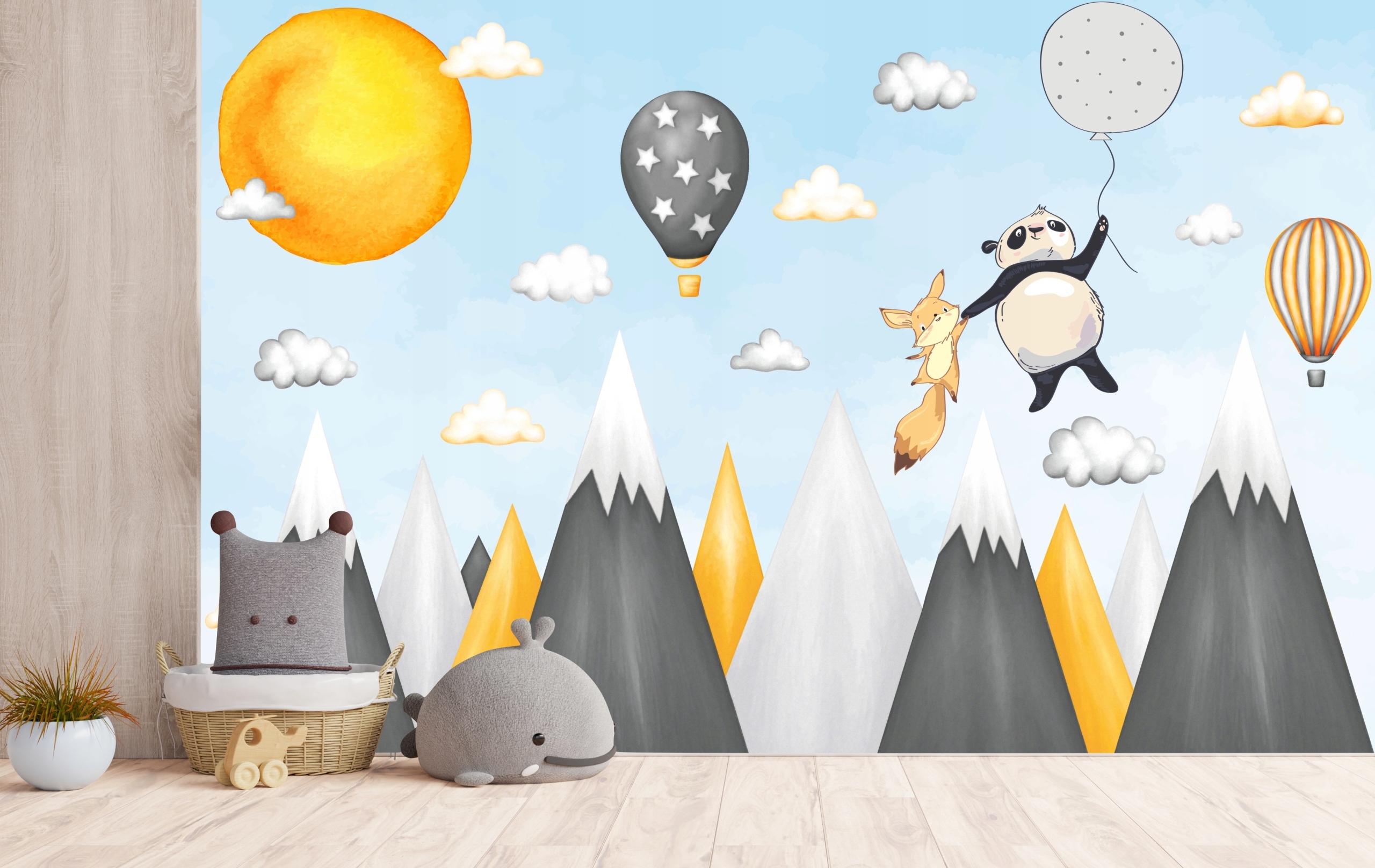 Fototapeta dla dzieci Góry góra chmury Balony Mega Rodzaj flizelinowa