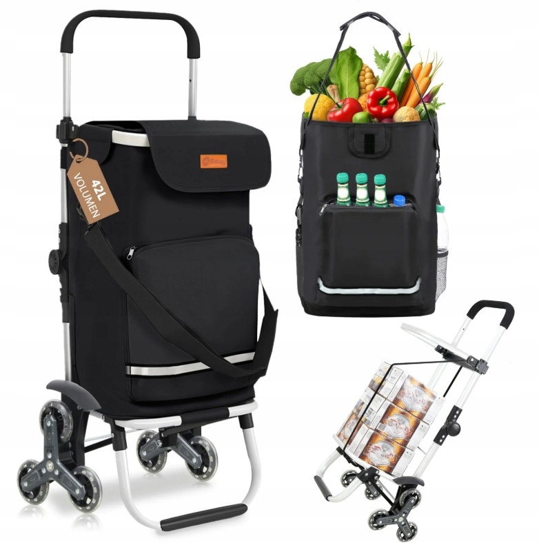 Taška Na Nákupy XXL 3v1 42L Černá Chladnička Na Nápoje Do 60 Kg