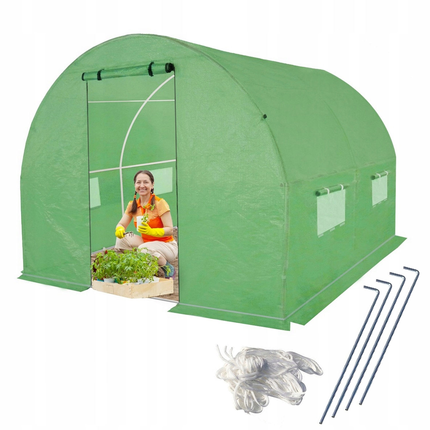 Fóliový tunel Skleník 2x2 m Premium s Pe sítí 4 m2 Zelený pro pěstování 19 mm