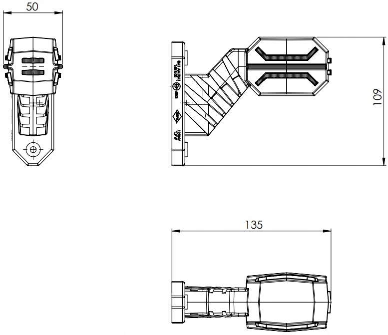 LAMPA OBRYSOWA NA WYSIĘGNIKU ŚREDNIM KOMPLET L/P Źródło światła LED