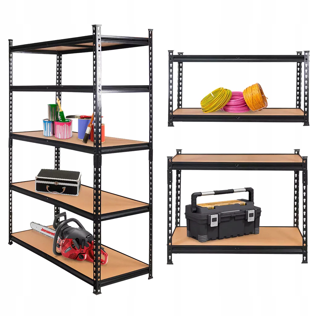 Kovový Skladový Regál 180x90x40 cm 2v1 5 polic dílenský 1375 kg